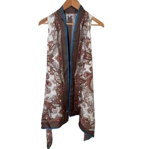 WORTH Womens Vest Sz XP 100% Silk Scarf Handkerchief Open Front Lightweight